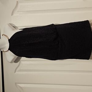 Laundry By Shelli Siegel Eyelet Little Black Dress With Necklace Collar Sz4 NWOT